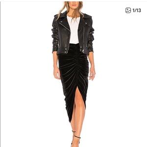 Bailey 44 Black Velvet Gathered Pencil Skirt Size XS Made in USA NWT